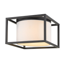 Golden 2243-FM BLK-MWS - Golden Lighting Manhattan 2-light Flush Mount in Matte Black